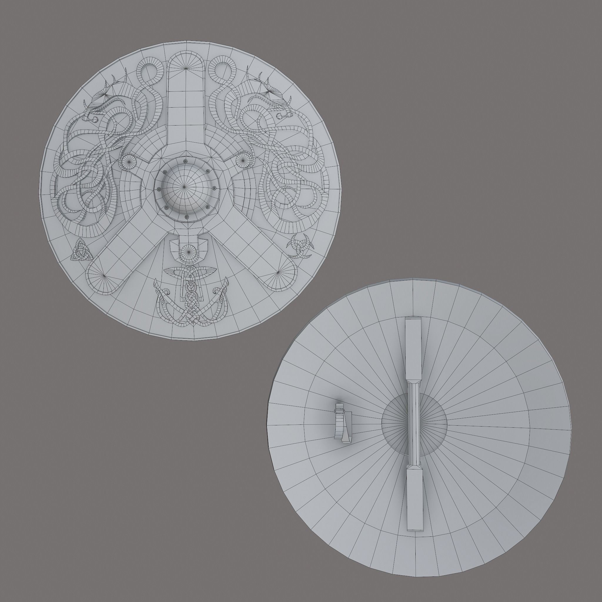 Serpent Viking Shield Low-poly 3D model_36