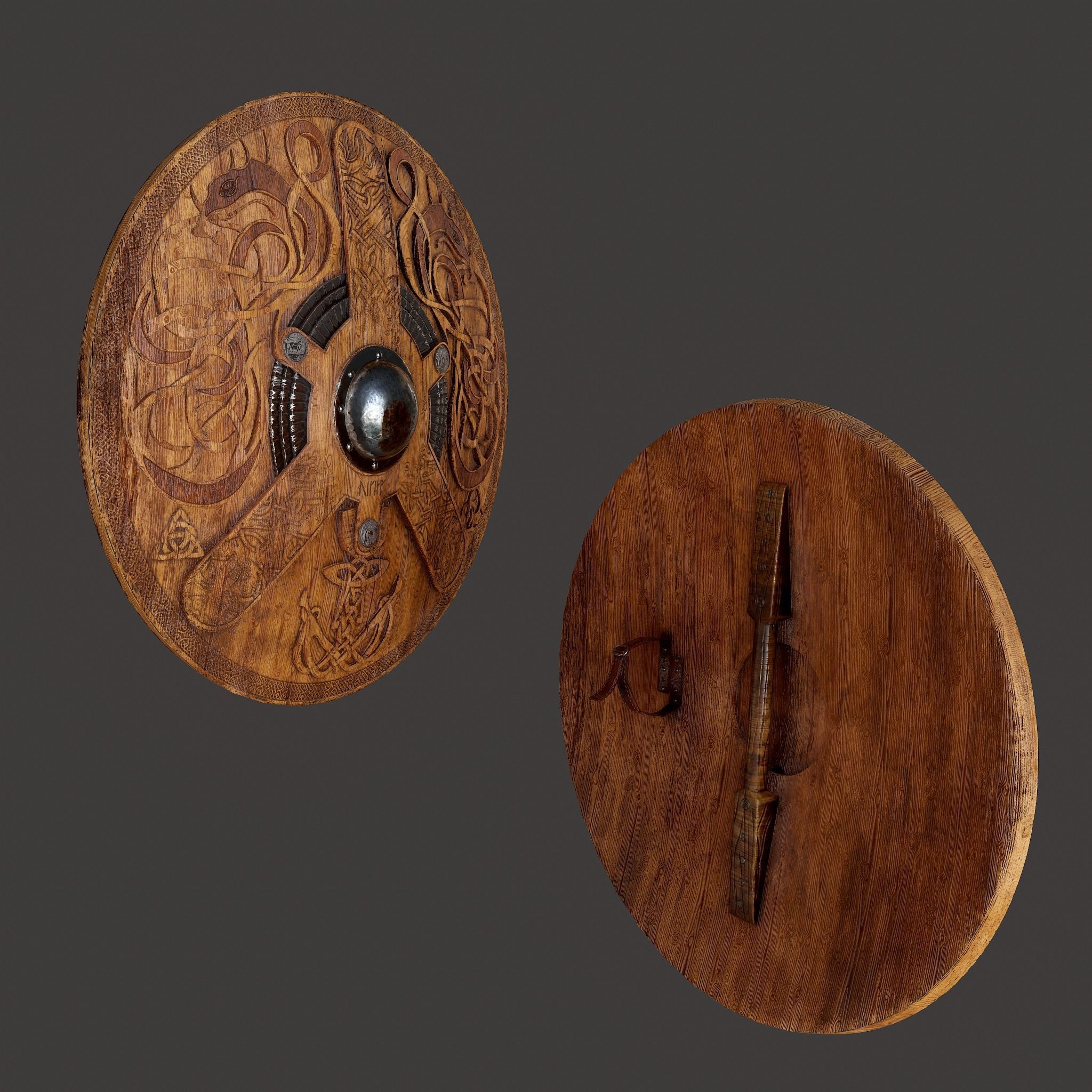 Serpent Viking Shield Low-poly 3D model_25