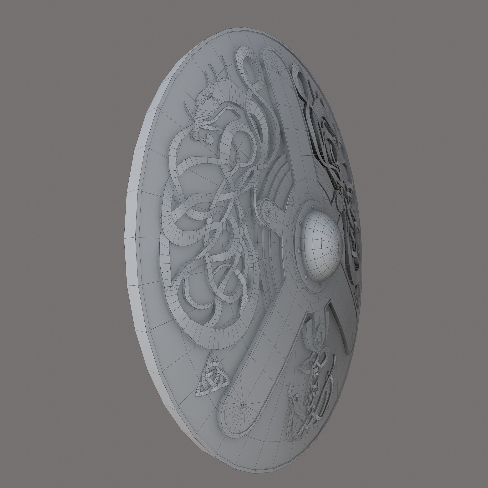 Serpent Viking Shield Low-poly 3D model_28
