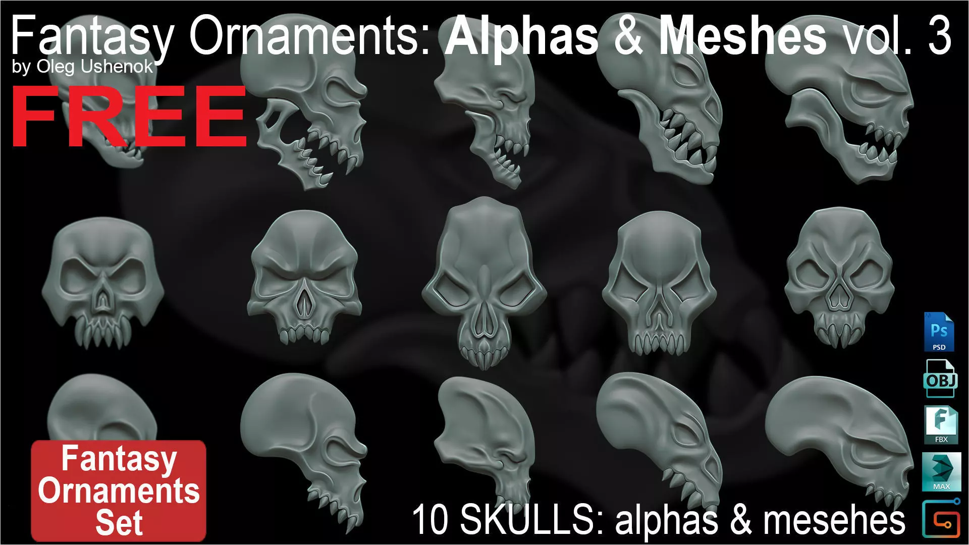 Fantasy Ornaments Alphas and Meshes vol 3 Free 3D model