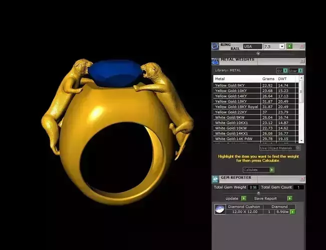 tiger-ring gold ring with sapphire