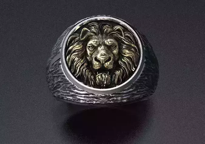 Stylish male ring with a lion 462 3D print model