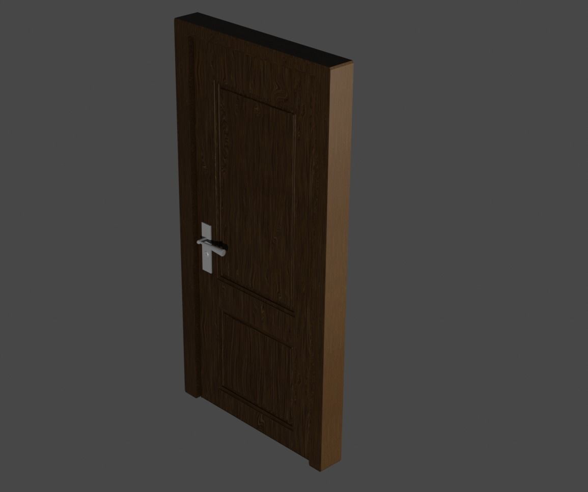 Wooden Door - low poly model Low-poly 3D model_6