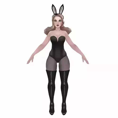 Low poly hand-painted bunny cosplay chatacter