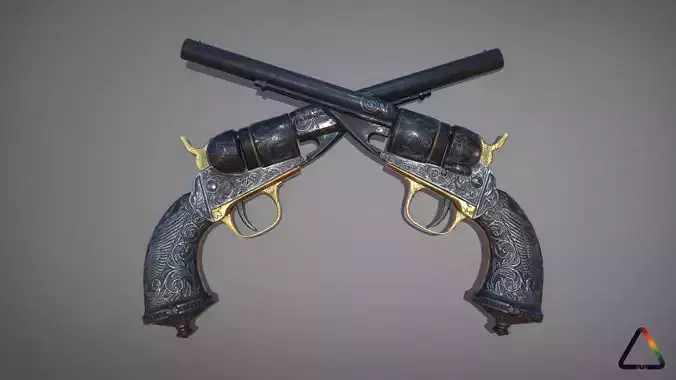 Cartoon stylized revolver