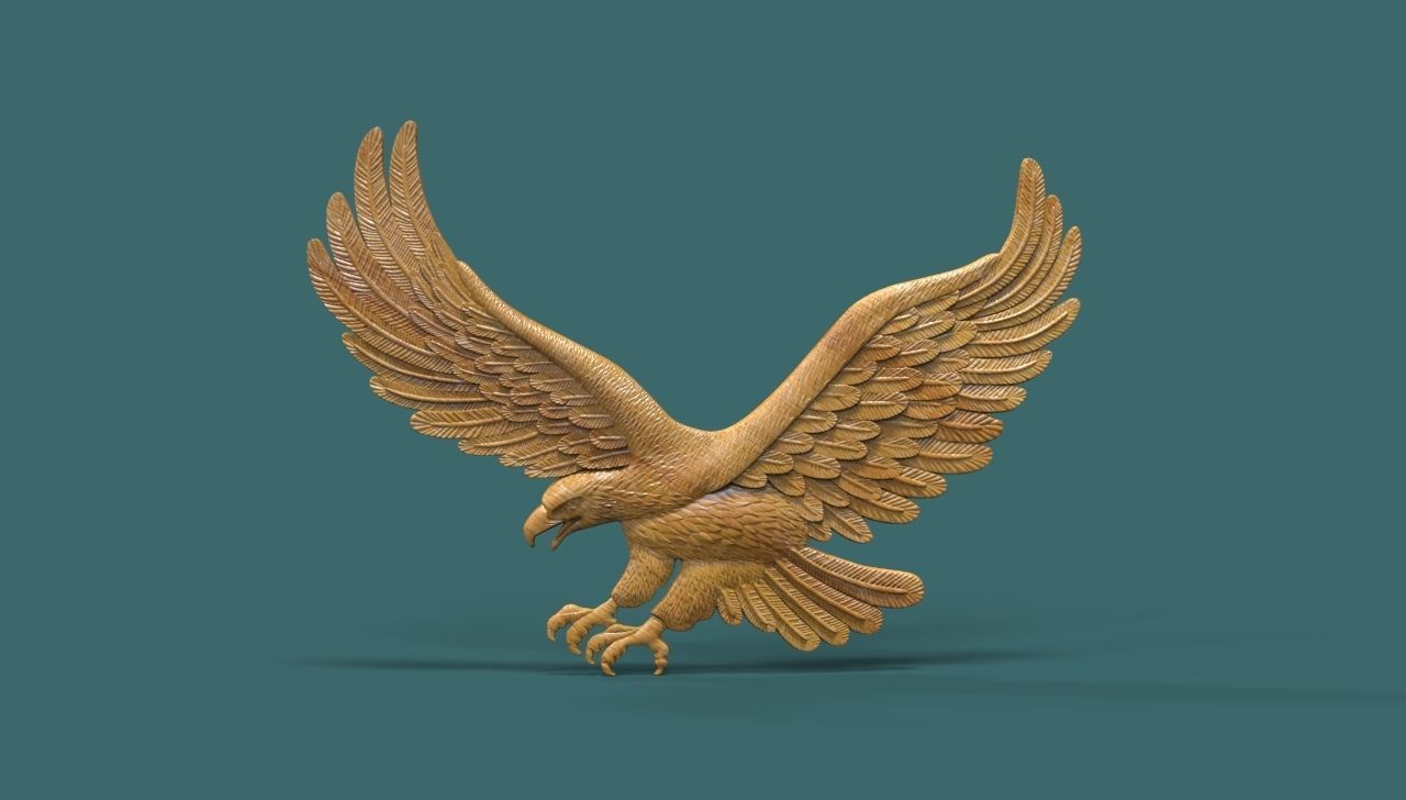 Eagle Bas Relief for CNC or 3D Print STL 3D print model_1