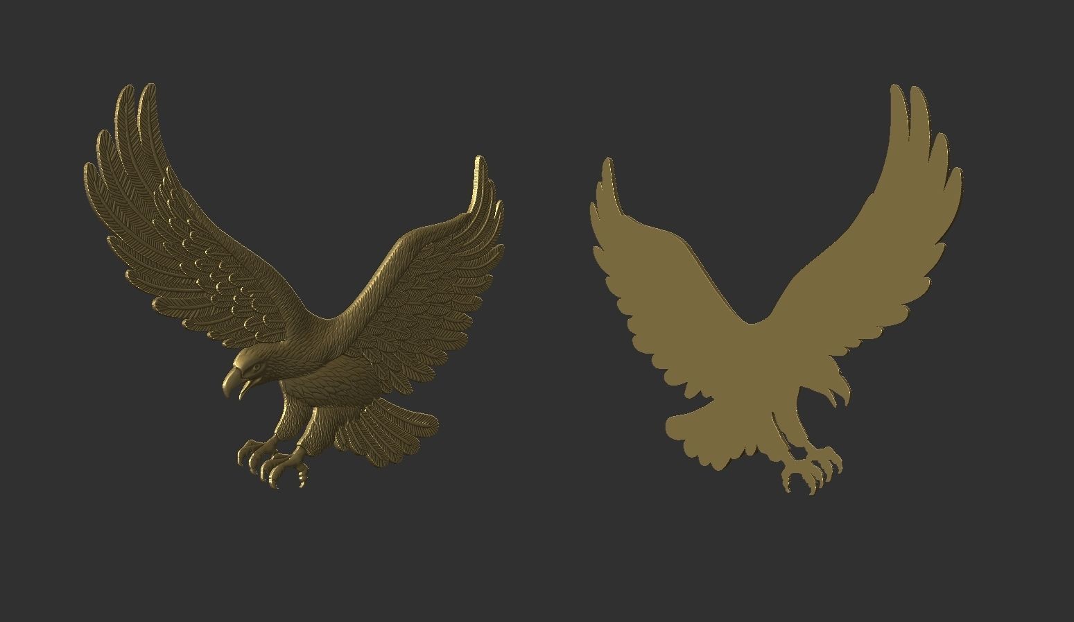 Eagle Bas Relief for CNC or 3D Print STL 3D print model_6