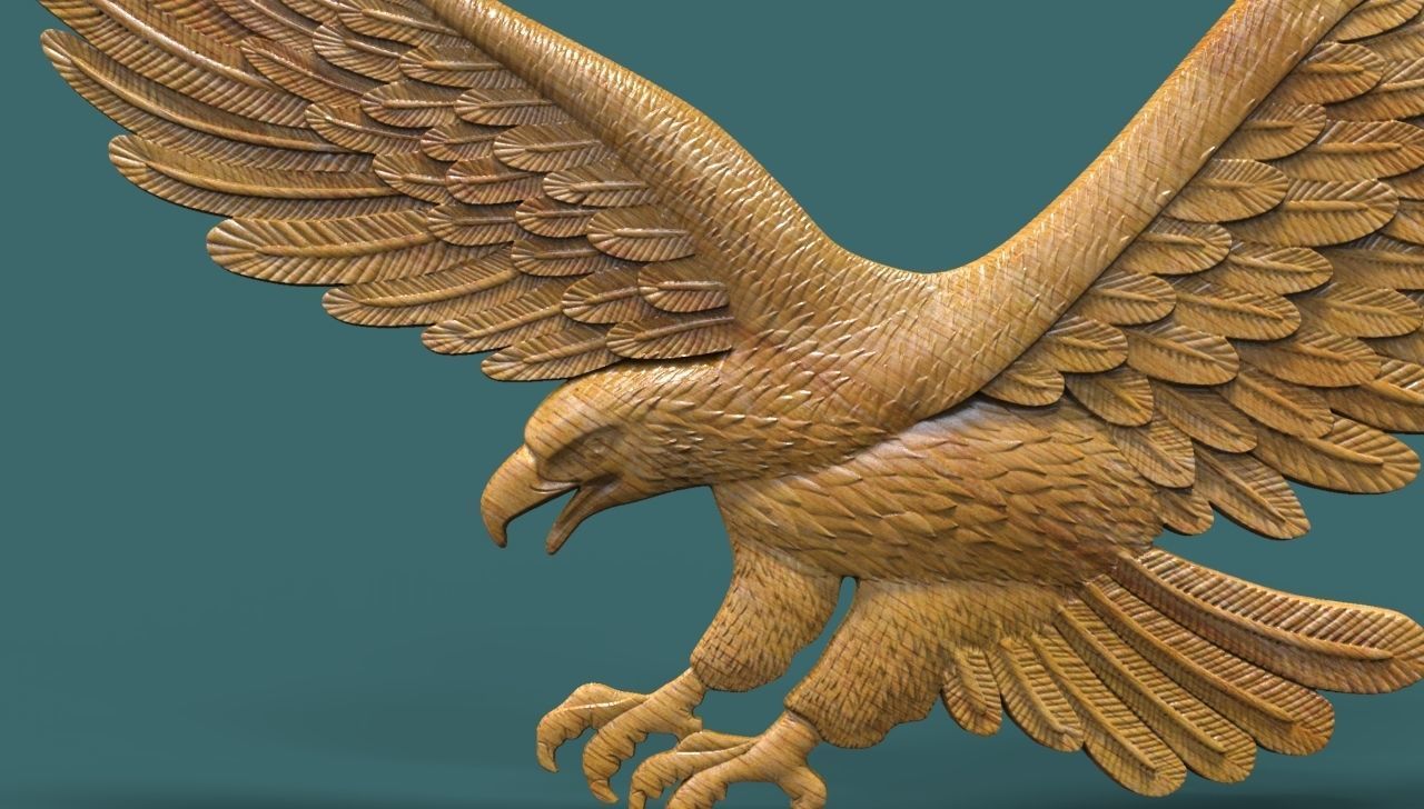 Eagle Bas Relief for CNC or 3D Print STL 3D print model_10