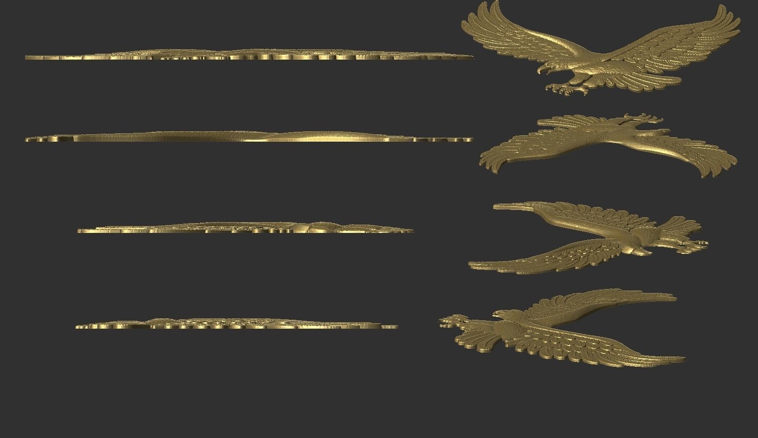 Eagle Bas Relief for CNC or 3D Print STL 3D print model_5