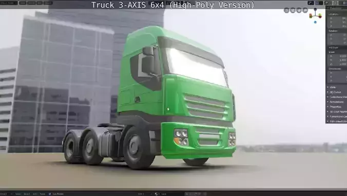 Truck 3-AXIS 6x4 High-Poly Version 3D model