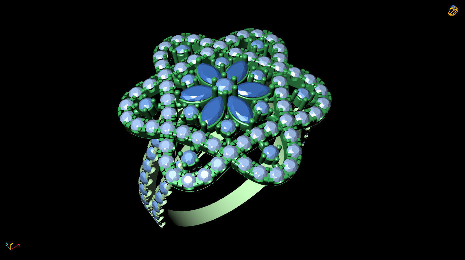 Ring  Flower of David  Ring R F 0027 3D print model_11