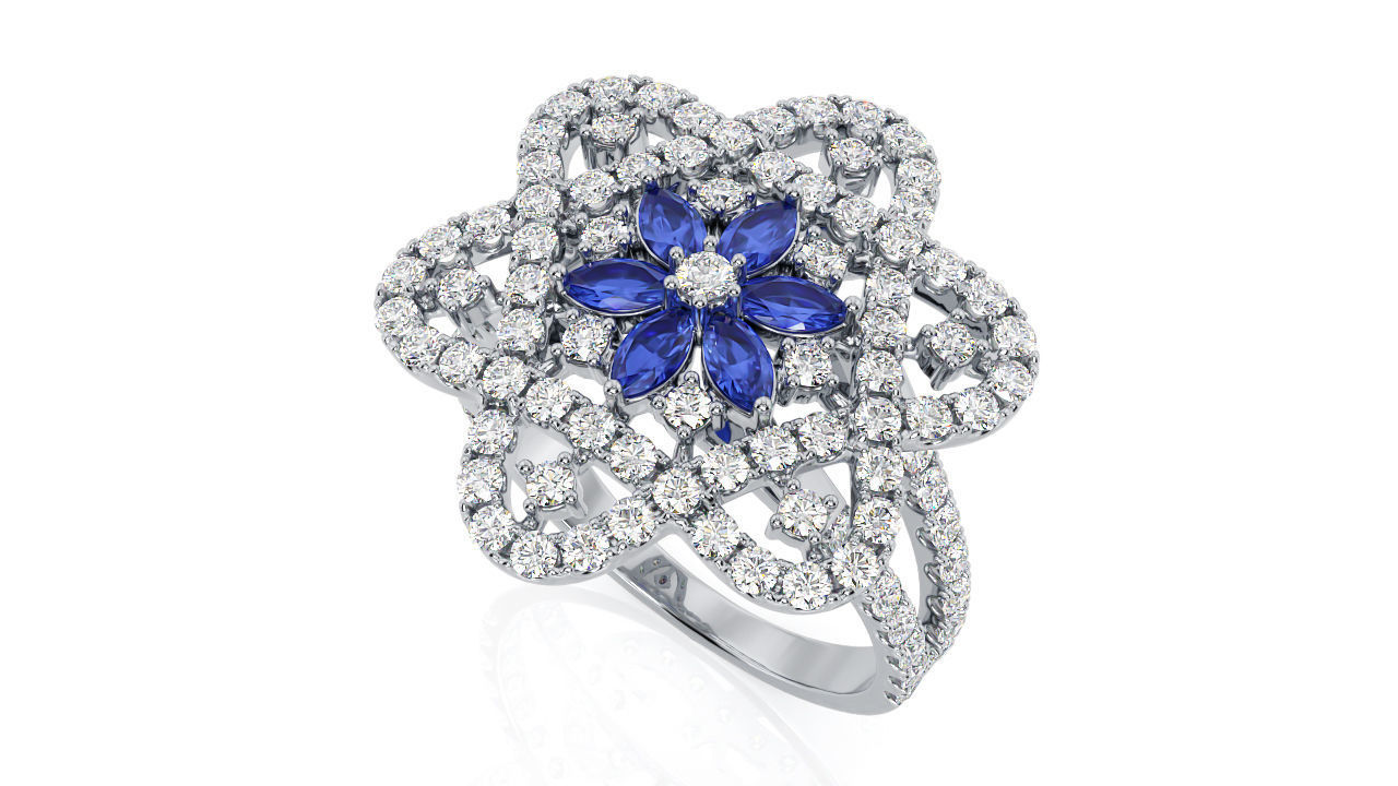 Ring  Flower of David  Ring R F 0027 3D print model_3