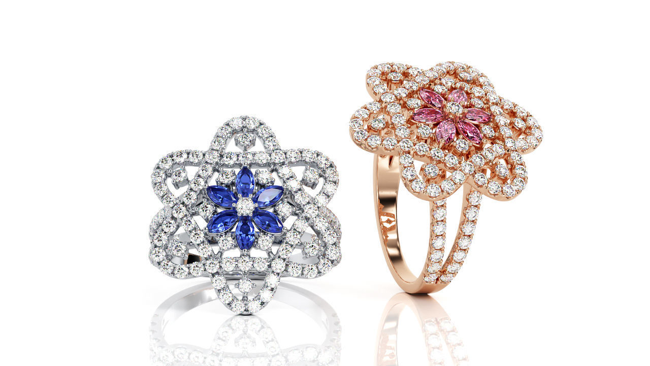 Ring  Flower of David  Ring R F 0027 3D print model_1