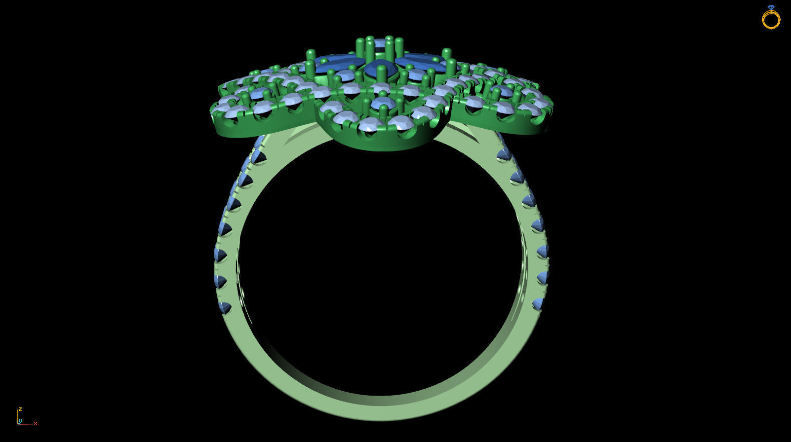 Ring  Flower of David  Ring R F 0027 3D print model_13
