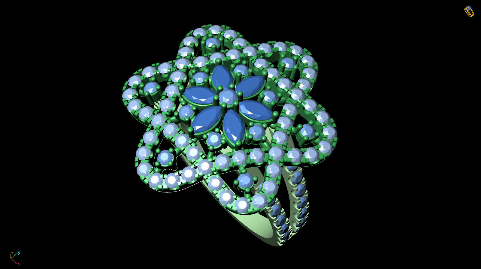 Ring  Flower of David  Ring R F 0027 3D print model_12