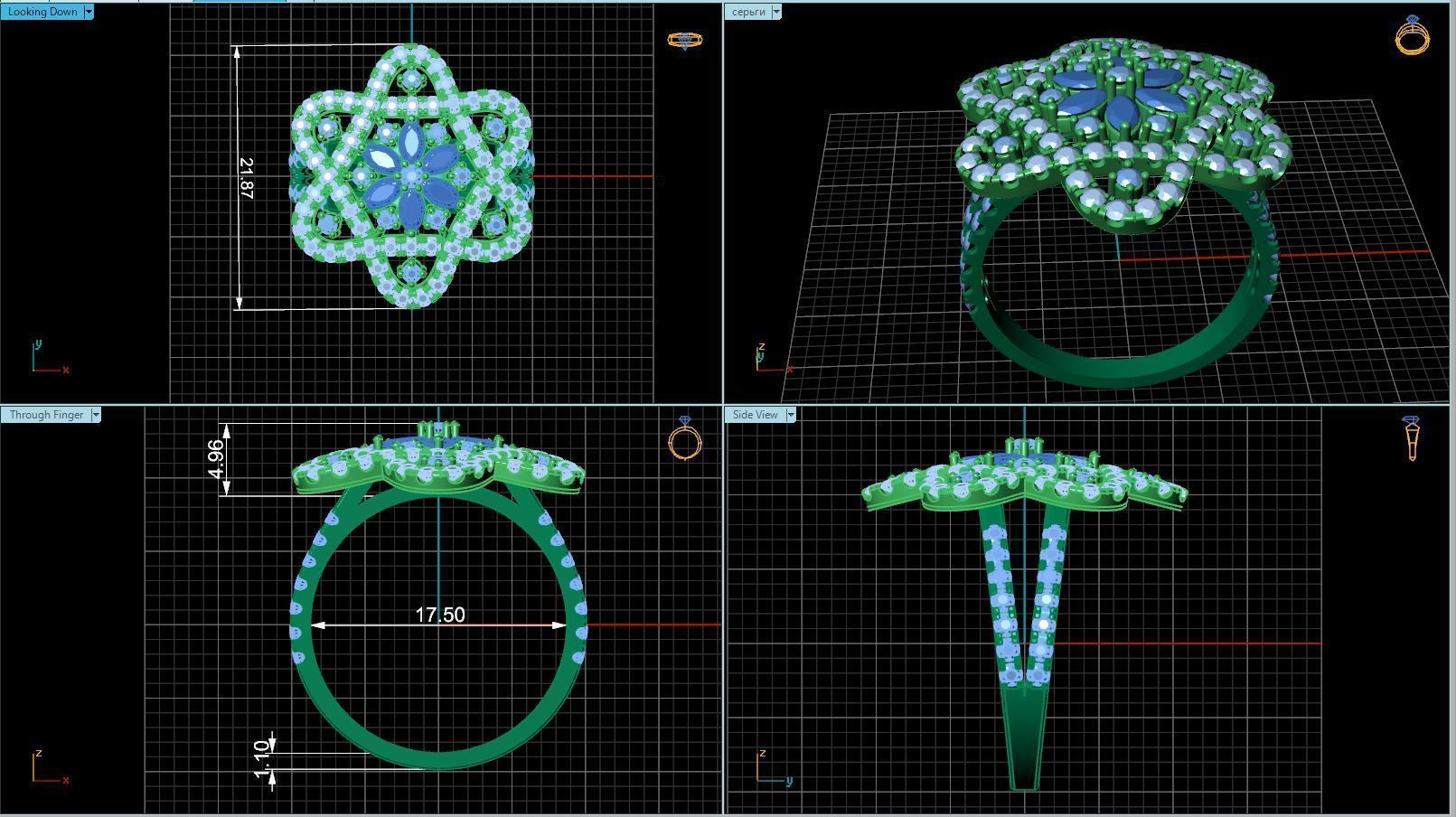 Ring  Flower of David  Ring R F 0027 3D print model_8