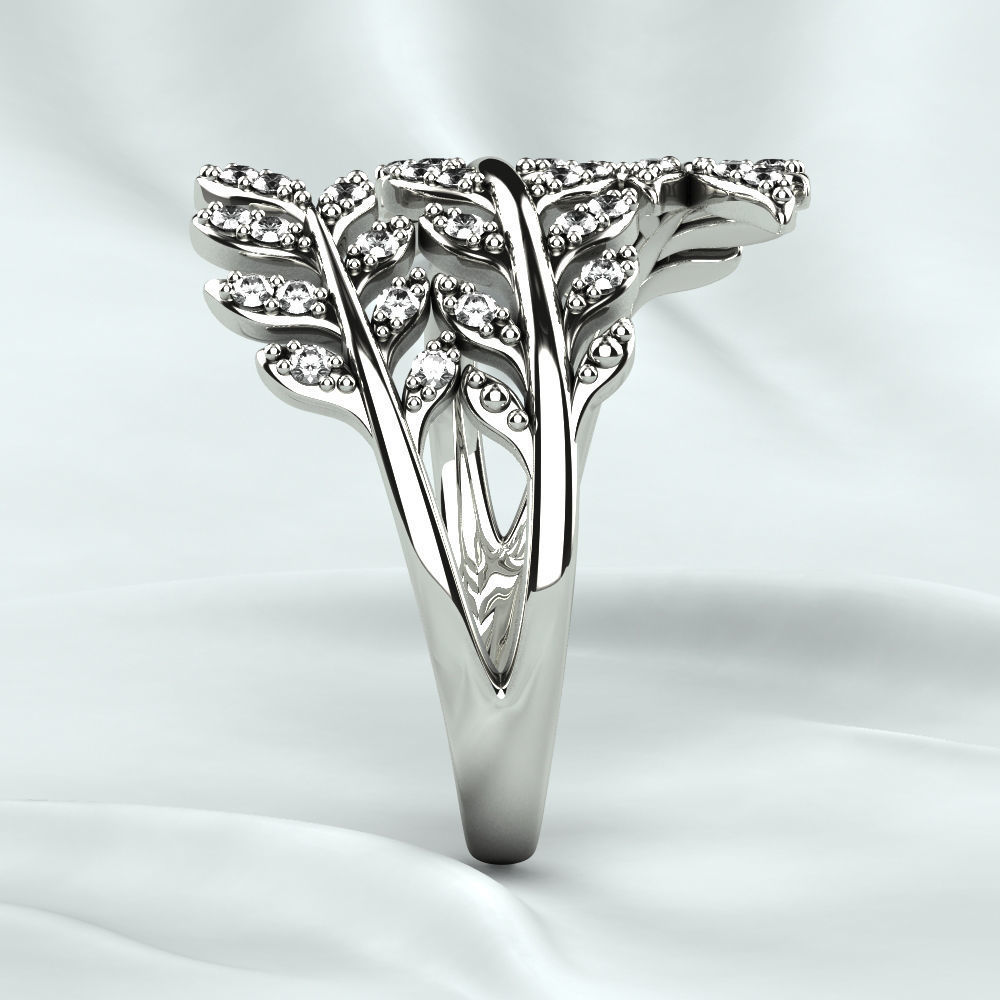 Branch Tree Gold Ring 3D print model_18