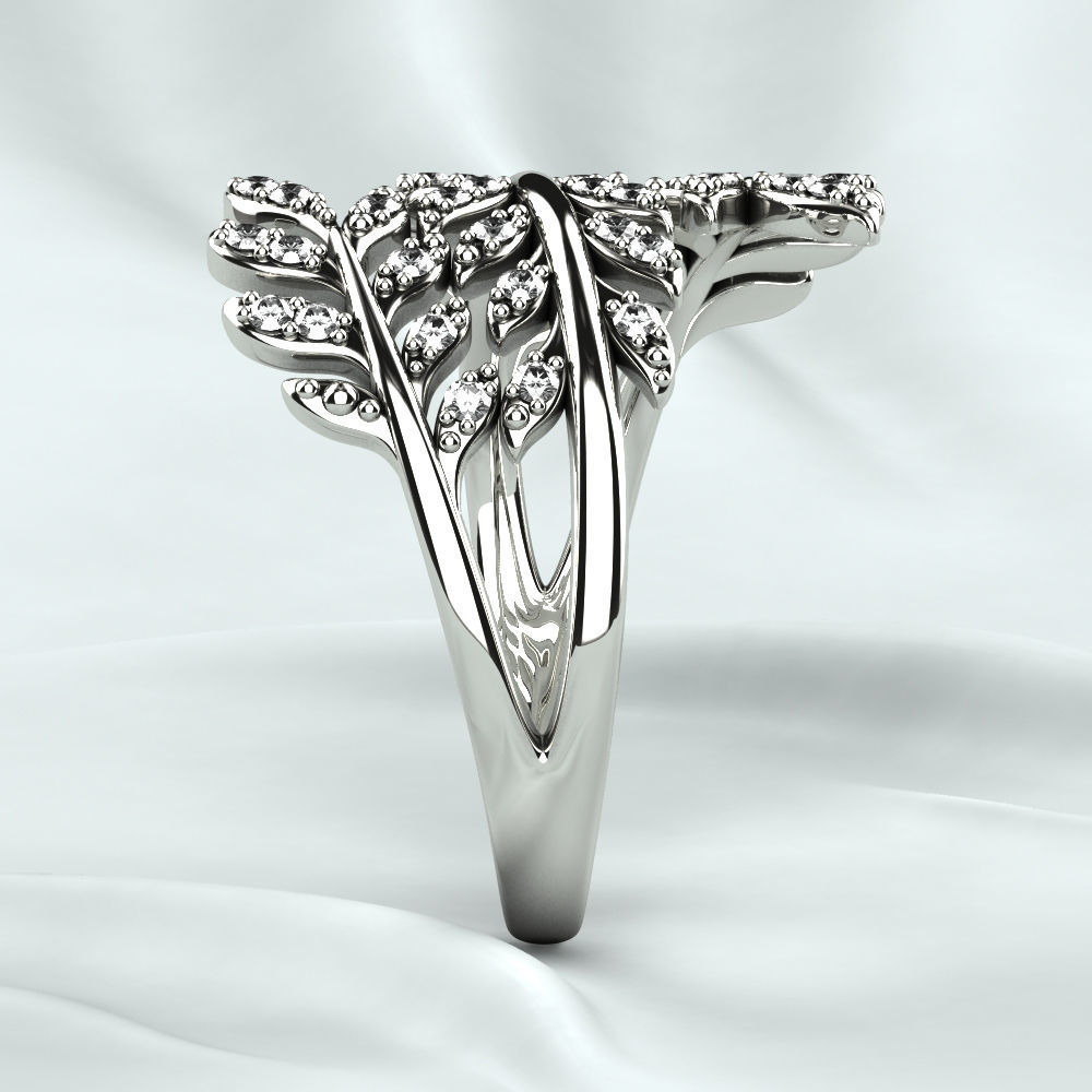 Branch Tree Gold Ring 3D print model_12