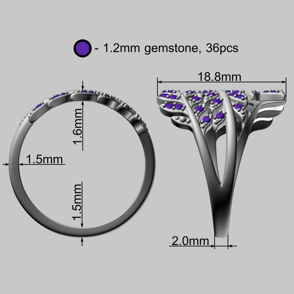 Branch Tree Gold Ring 3D print model_19