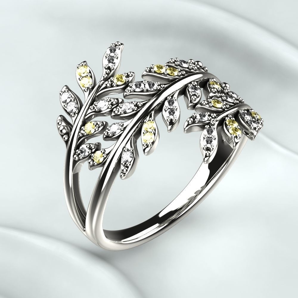 Branch Tree Gold Ring 3D print model_3