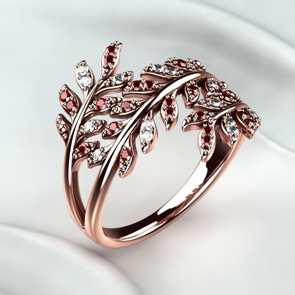 Branch Tree Gold Ring 3D print model_6