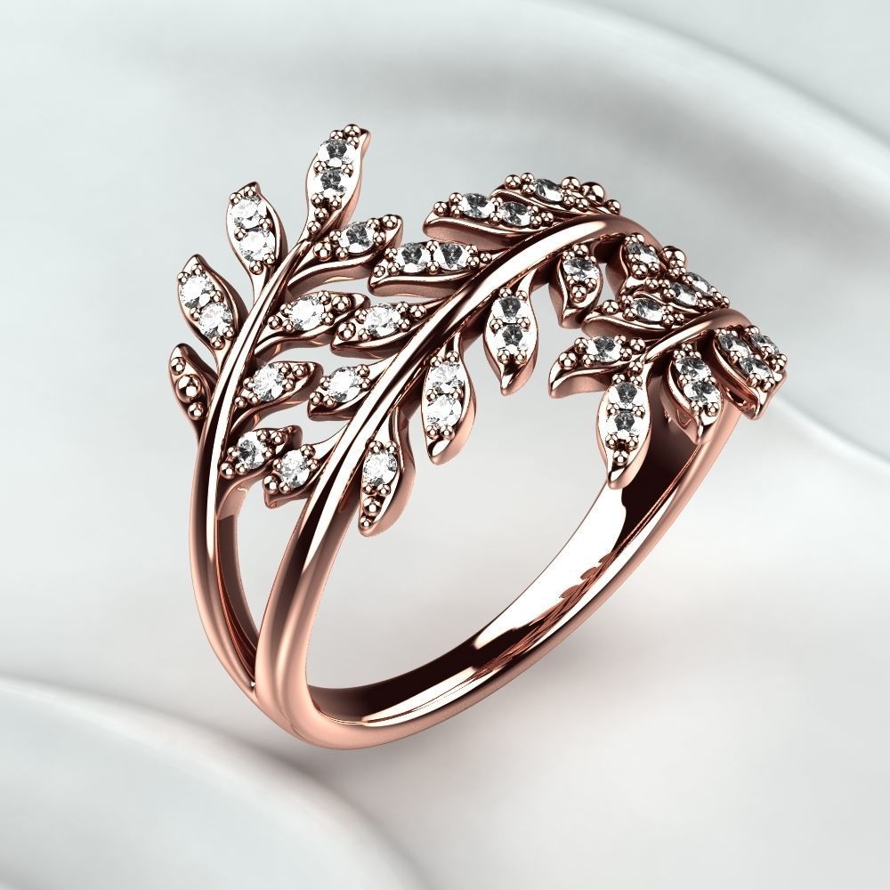 Branch Tree Gold Ring 3D print model_4