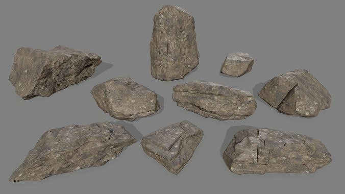 rocks set rock Low-poly 3D model
