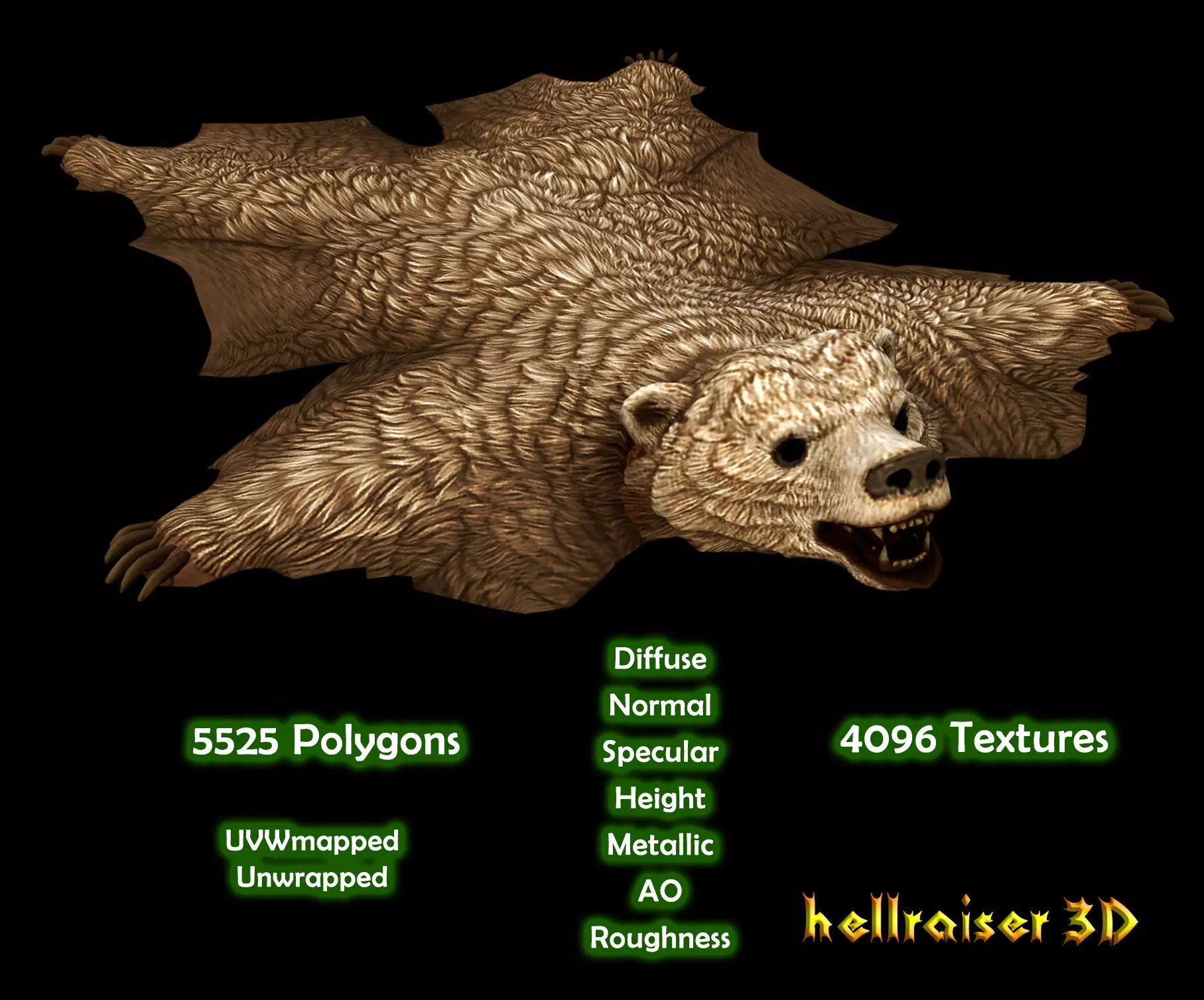 Bear Rug - PBR - Textured Low-poly 3D model_0