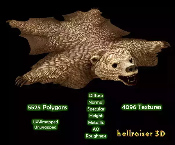 Bear Rug - PBR - Textured Low-poly 3D model