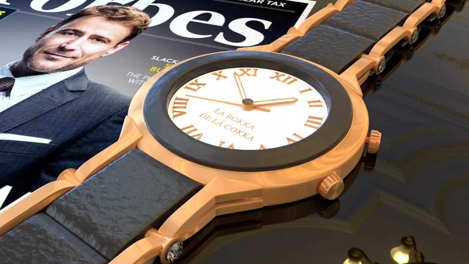 Clock watch with magazine 3D model_0