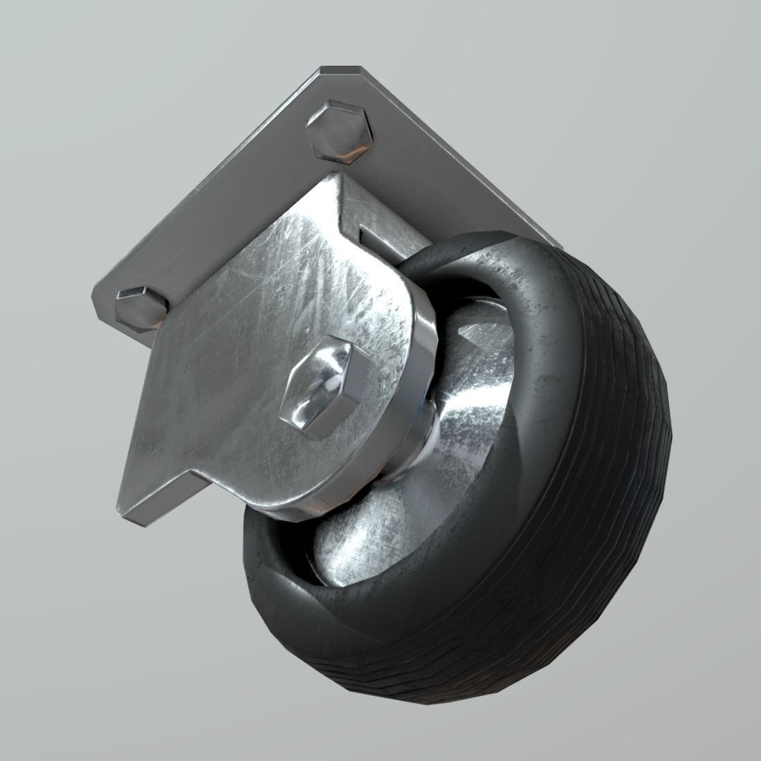 Castor metal caster Low-poly 3D model_9