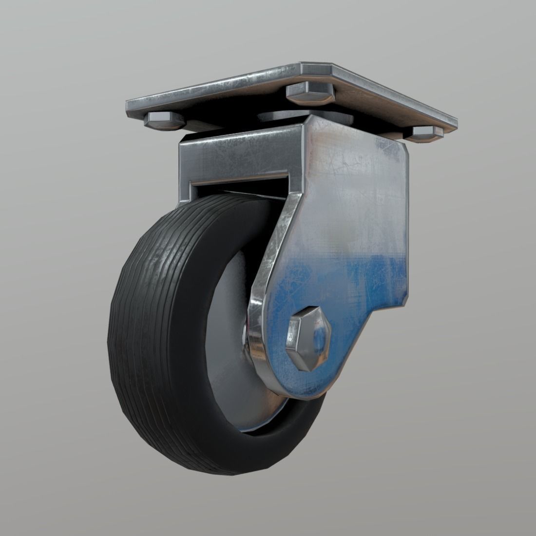Castor metal caster Low-poly 3D model_3