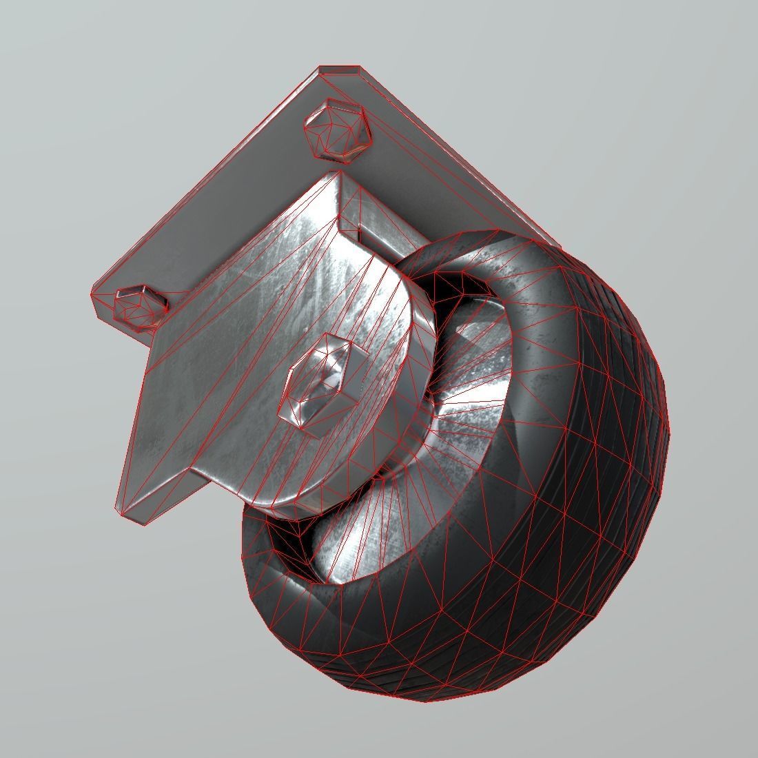 Castor metal caster Low-poly 3D model_10