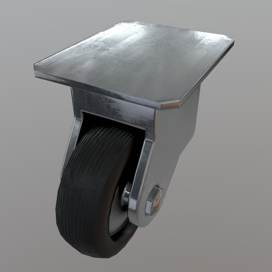 Castor metal caster Low-poly 3D model_11