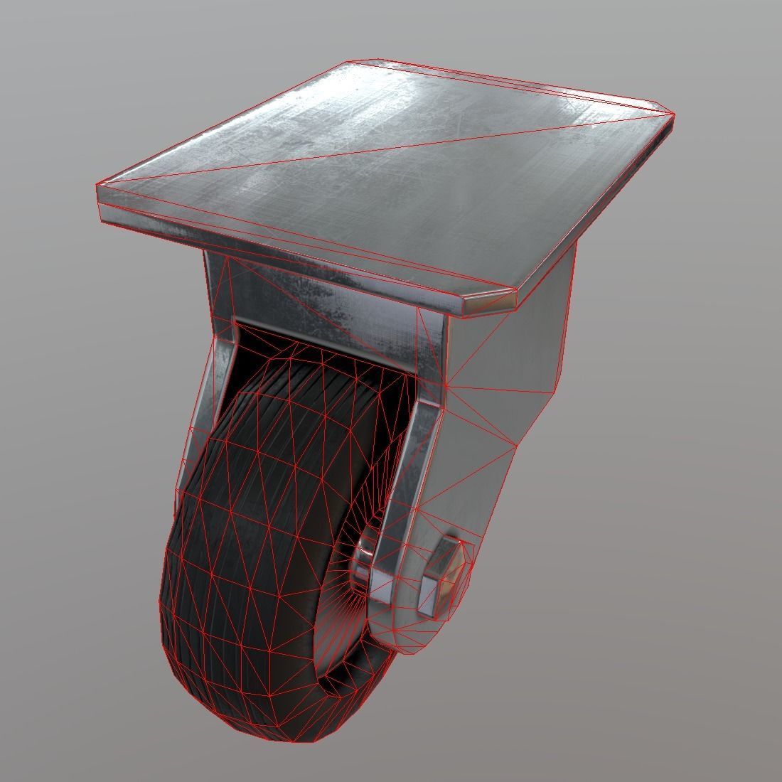 Castor metal caster Low-poly 3D model_12