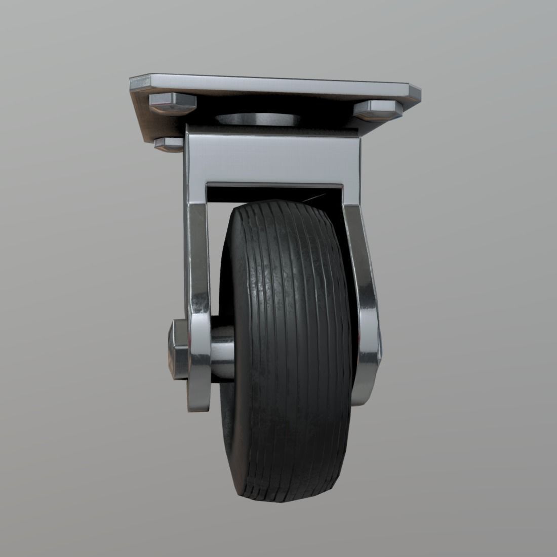 Castor metal caster Low-poly 3D model_2
