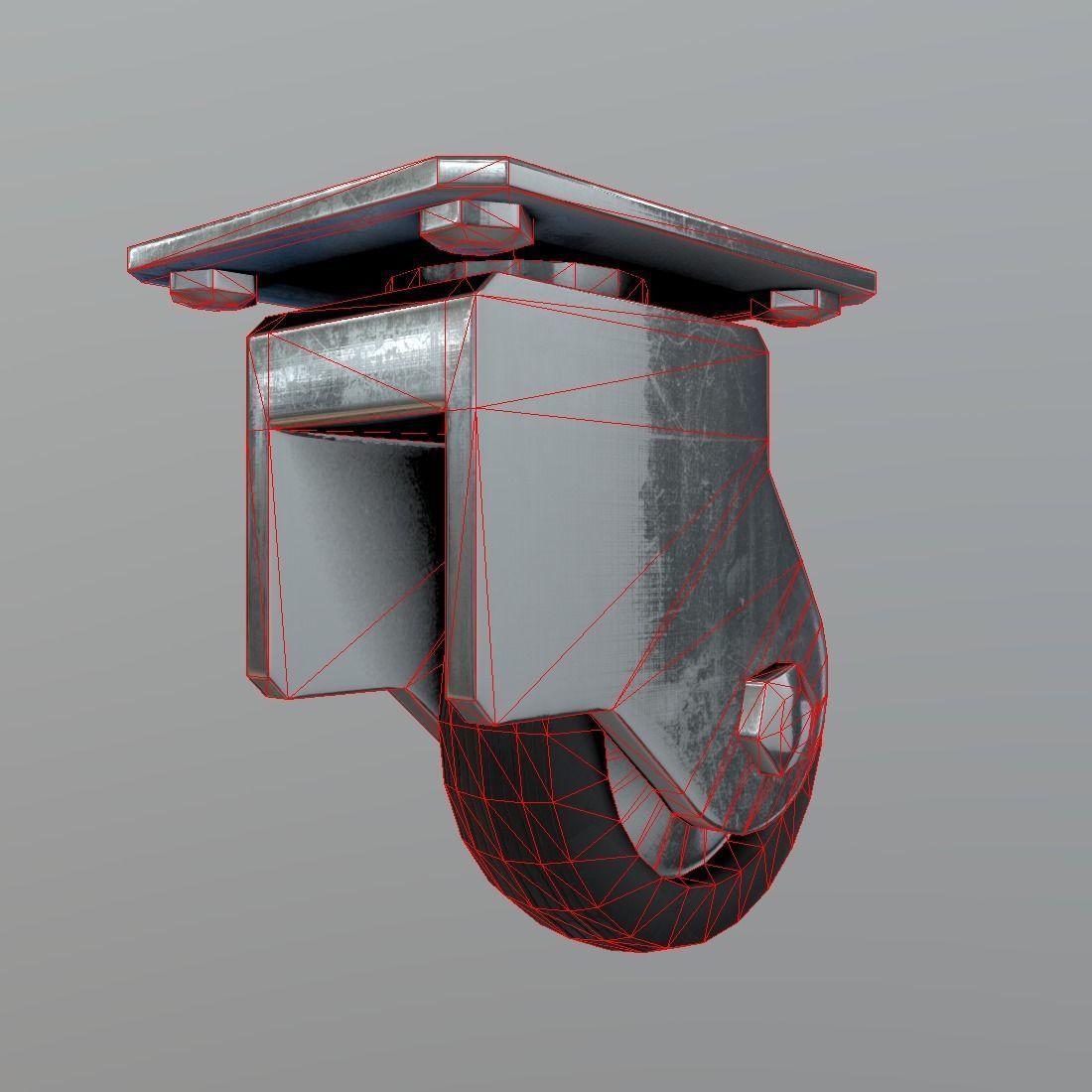 Castor metal caster Low-poly 3D model_7