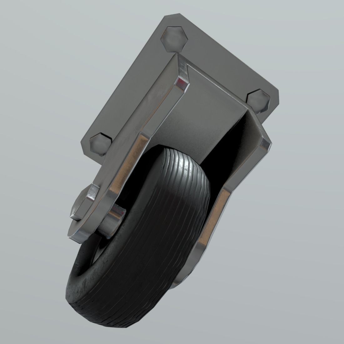 Castor metal caster Low-poly 3D model_13