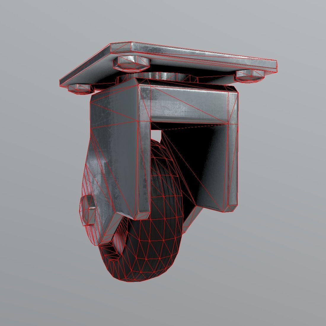 Castor metal caster Low-poly 3D model_6