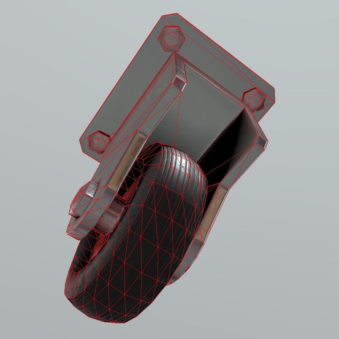 Castor metal caster Low-poly 3D model_14