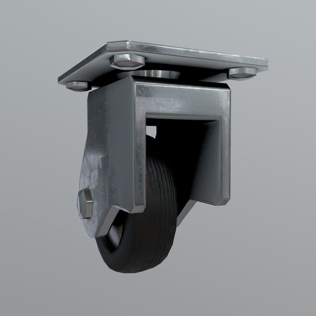 Castor metal caster Low-poly 3D model_5