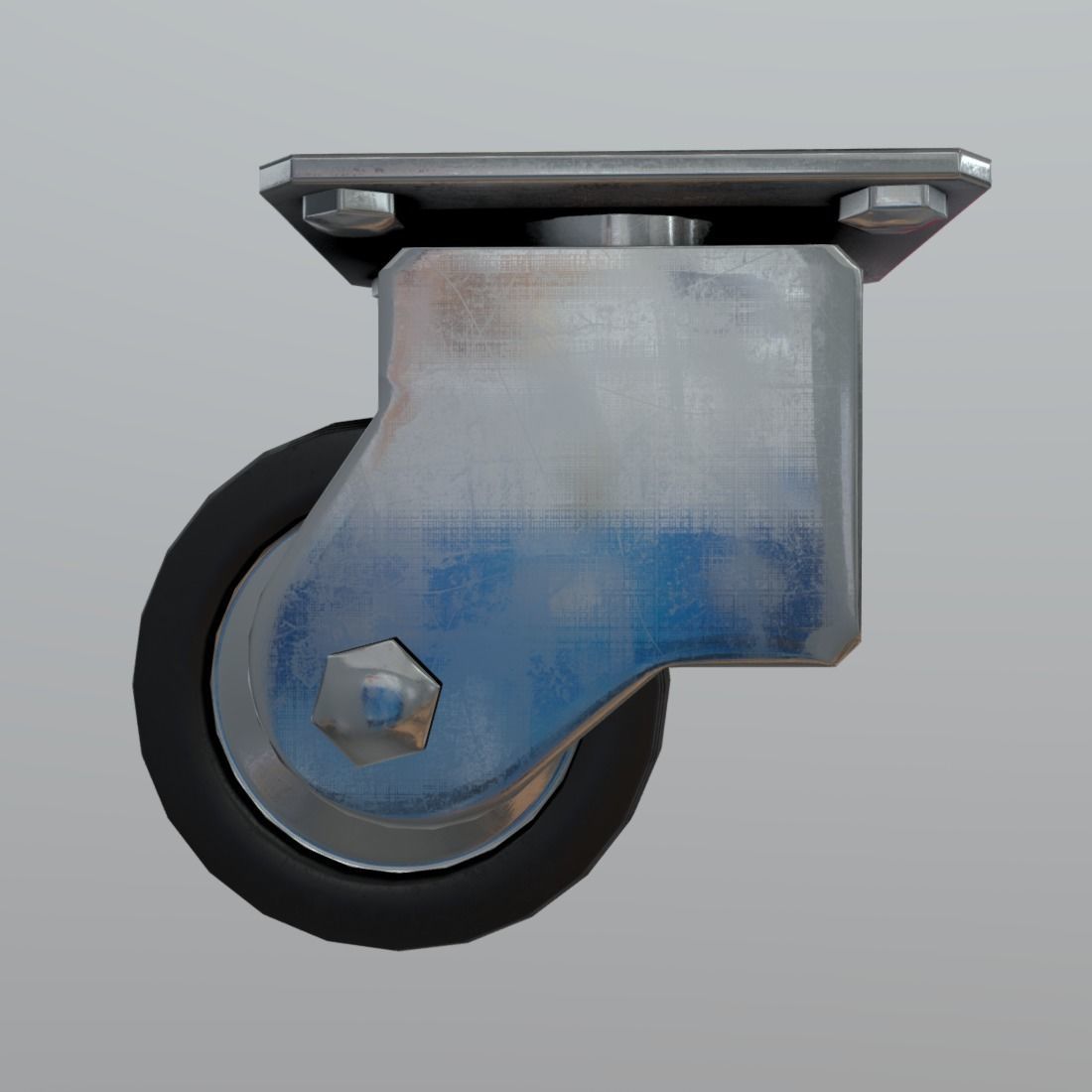 Castor metal caster Low-poly 3D model_4