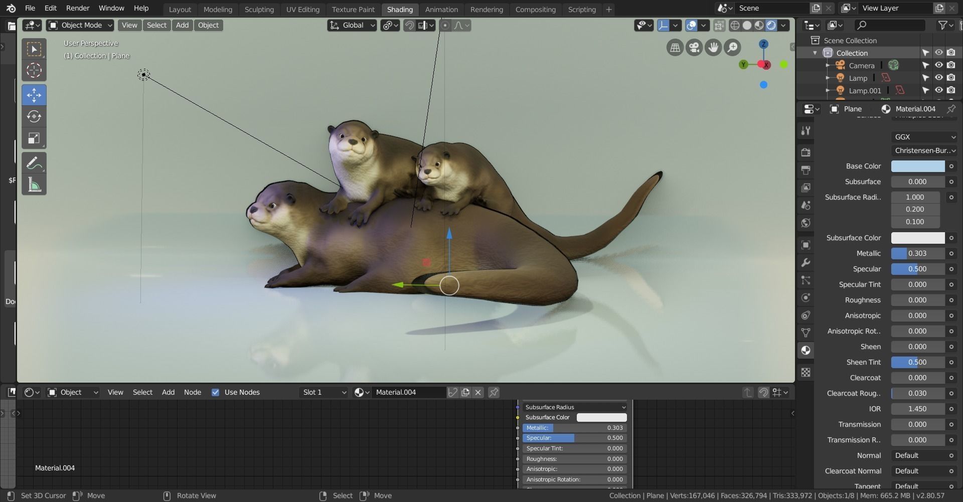otters three 3D model_2