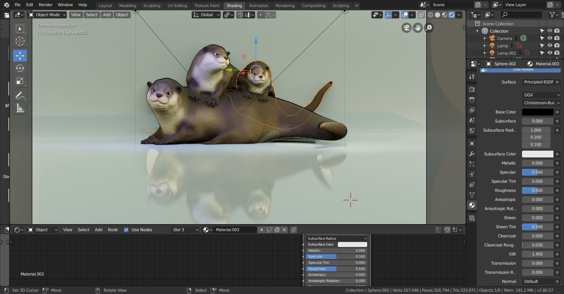 otters three 3D model_1