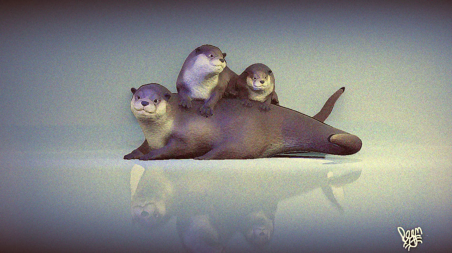 otters three 3D model_0