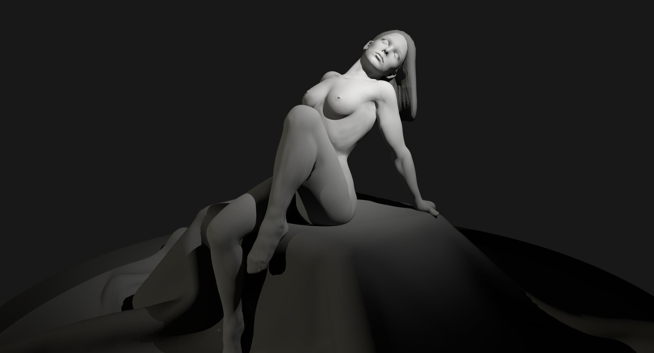 Nude Female Art Model 3D model_1