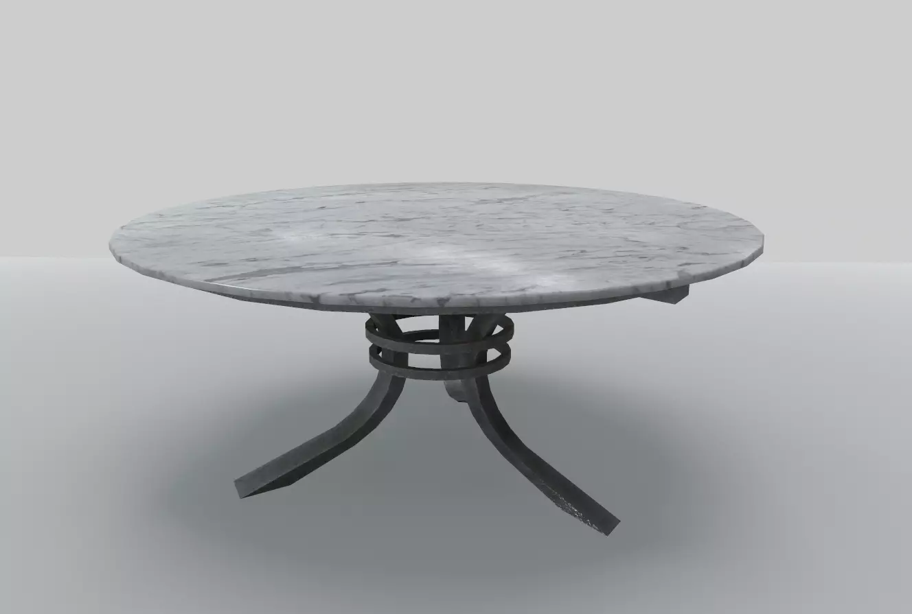 Round Marble Table 2 PBR Low-poly 3D model_0