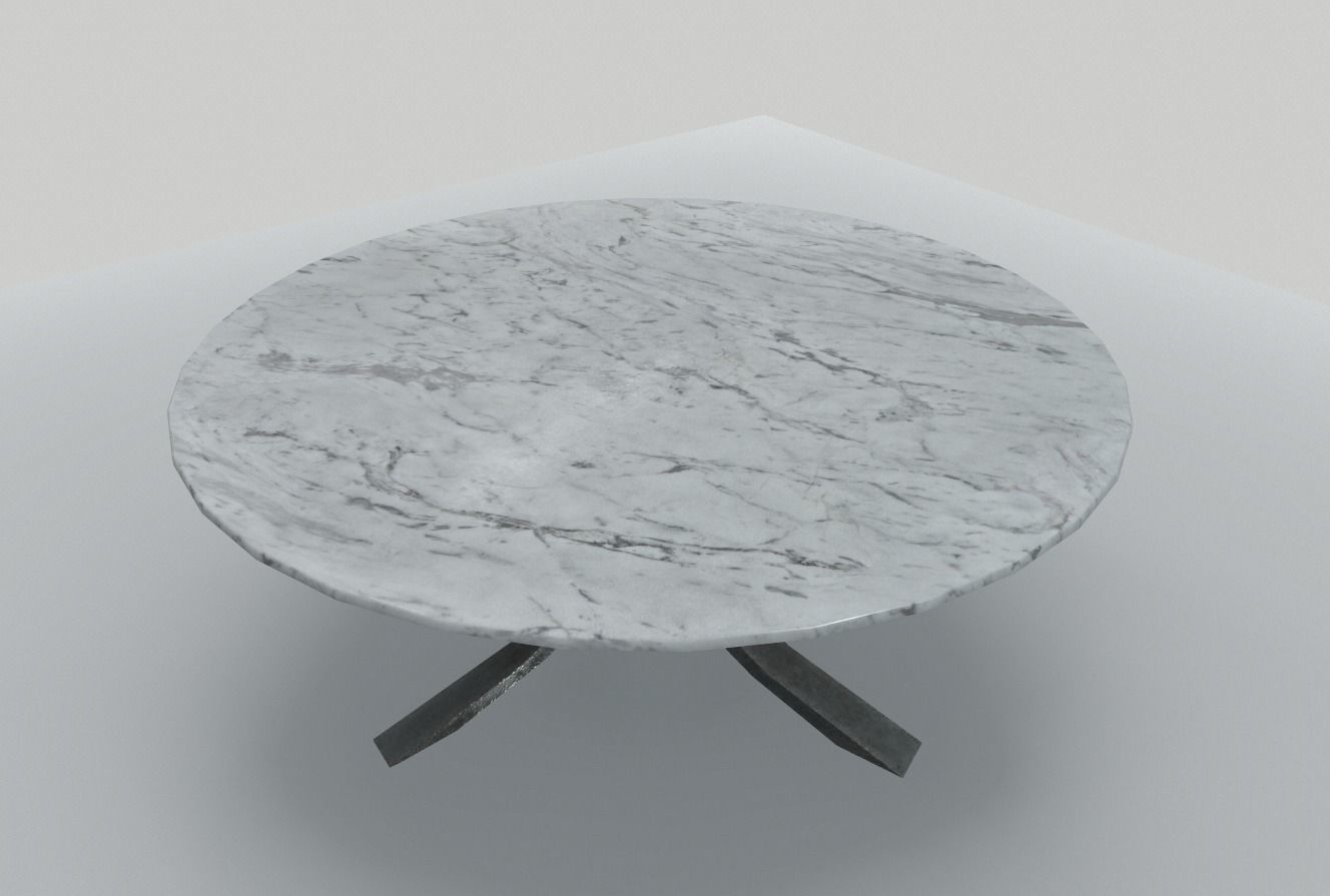 Round Marble Table 2 PBR Low-poly 3D model_3