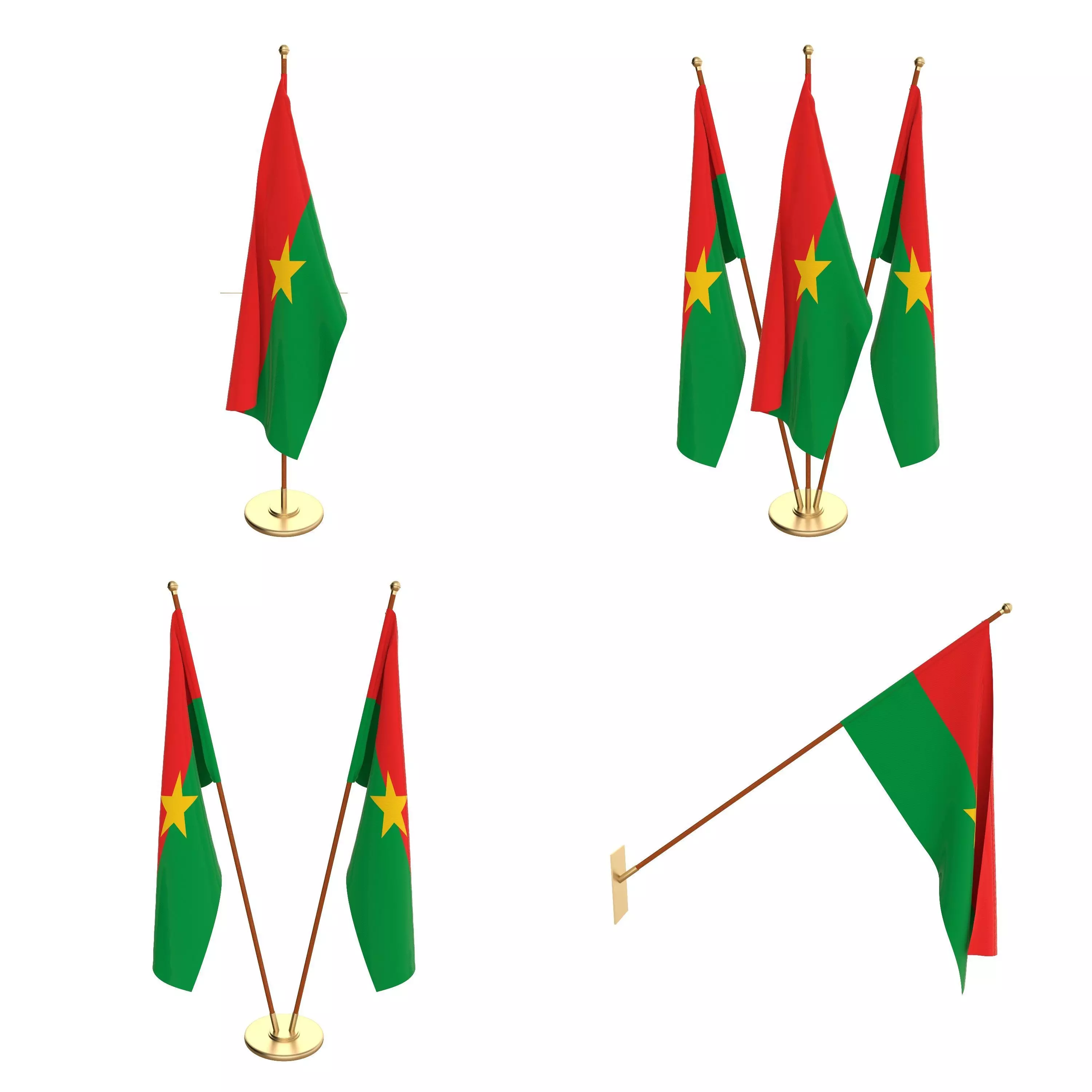 Burkina Faso Flag Pack 3D model_0