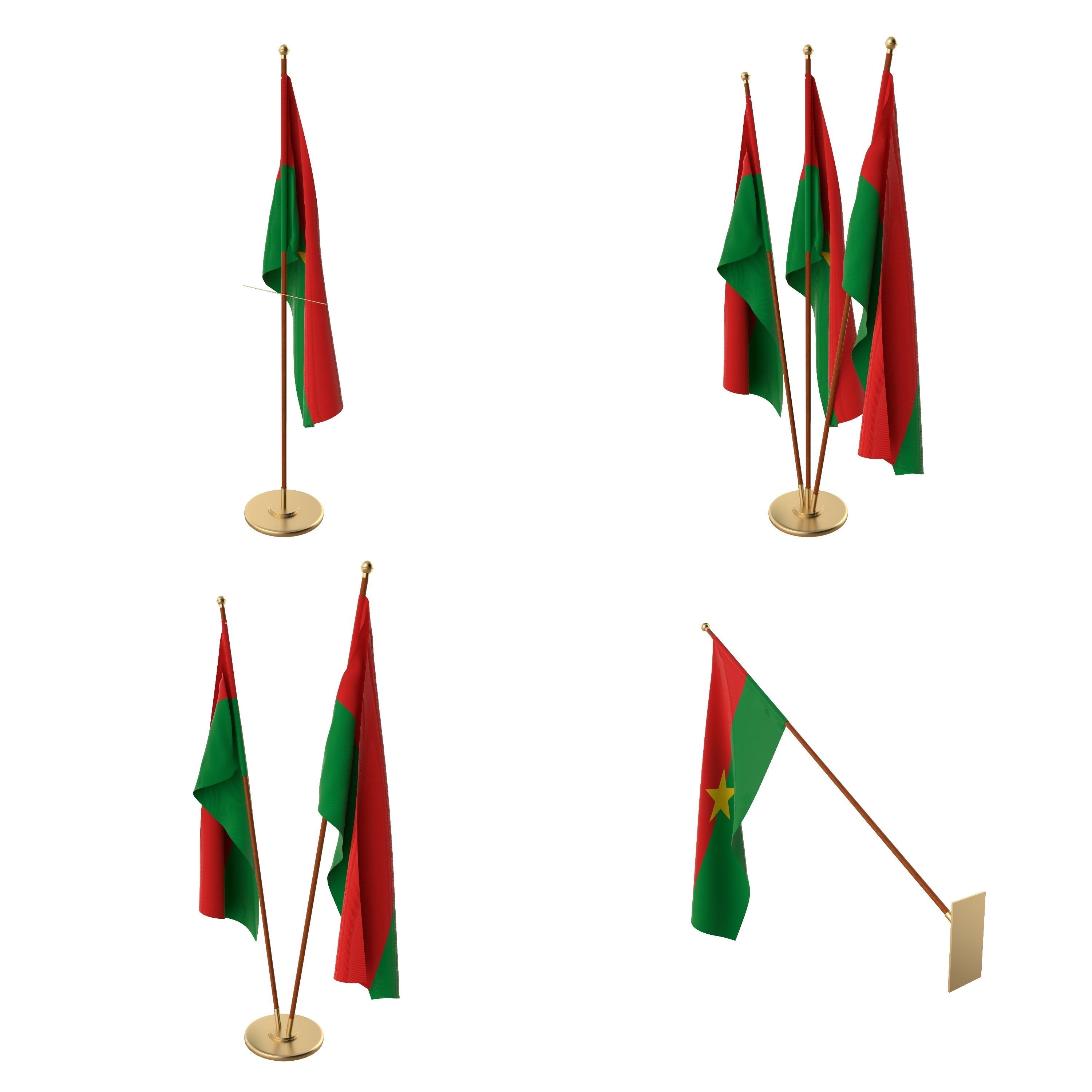 Burkina Faso Flag Pack 3D model_1